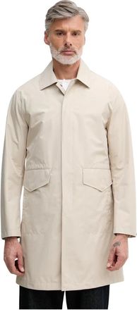 Benetton Collar Flap Pocket Coat - Heren - Mantel - Beige - L - Polyester - Jassen