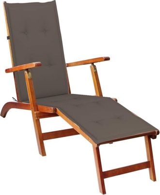 vidaXL Vidaxl - Tumbona De Jard&iacute;n Con Reposapi&eacute;s Y Coj&iacute;n Madera Maciza Acacia