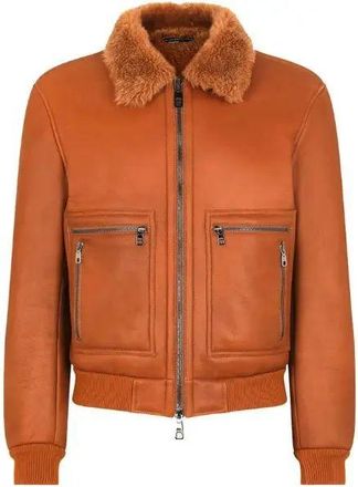 Dolce & Gabbana Tan Leather Trucker Jacket Size XS