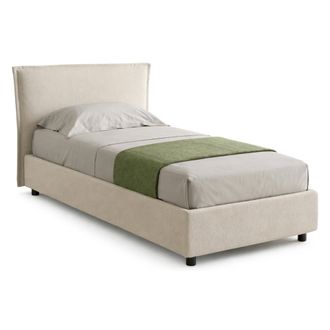 Dmora Cama Individual Brozolo, Con Colch&oacute;n, Desenfundable Made In Italy, Con Almacenamiento, Beige