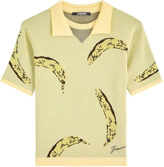 Jacquemus Le Polo Marino Intarsia Knitted Polo top - Multi Print - 38 (UK10 / S)