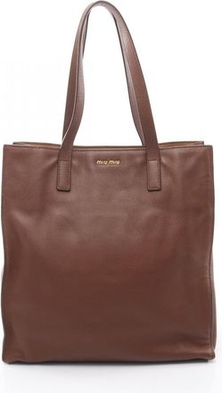 Miu Miu Brown Leather Handbag Tote Bag (Pre-Owned)