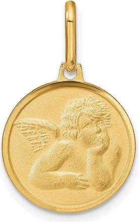 Diamond2Deal 14k Yellow Gold Polished and Matte Angel Pendant