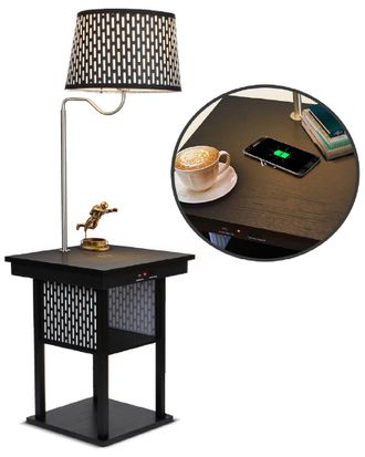 Brightech Brightech Madison Black Side Table & Lamp With Usb Port
