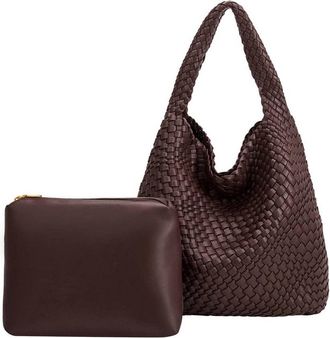 Melie Bianco Womens Johanna Recycles Vegan Leather Shoulder Bag In Espresso