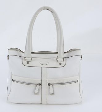 Tod's White Leather Handbag Shoulder Bag Tote Bag (Pre-Owned)