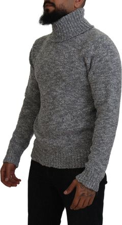 Dolce & Gabbana Gray Wool Knit Turtleneck Pullover Mens Sweater