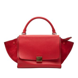 Celine Pre-owned Celine Small Drummed Calfskin and Suede Trapeze Satchel Ladies 6XYI3D39AGOR9B4M