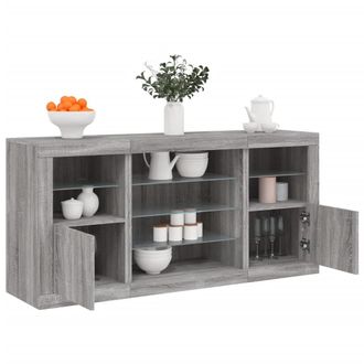 vidaXL Vidaxl - Aparador Con Luces Led Gris Sonoma 142,5x37x67 Cm
