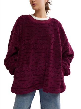 Free People Cable Knit Sweatshirt In Berry Combo