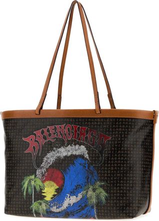 Balenciaga Womens Printed Canvas Medium Select Shopping Bag Black-L Vsurfer Red Borse A Mano Black/l