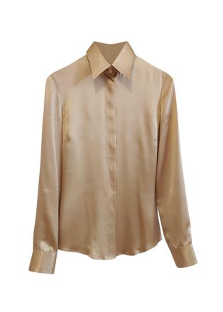 Dolce & Gabbana Champagne Gold Silk Shirt Size 38
