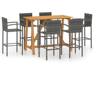 vidaXL Conjunto De Bar Para Jard&iacute;n 7 Piezas Gris Vidaxl