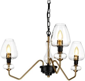 Loops 3 Bulb Pendant Light Fitting Aged Brass Finish Charcoal Black Paint LED E14 40W