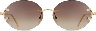 SmartBuy Collection Oval Rimless Plastic Mens Sunglasses Gold Size 57 - Free Lenses - SmartBuy Collection