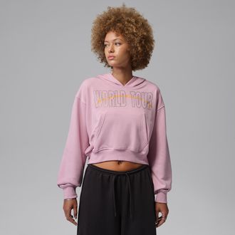 Nike Jordan Womens Jordan Brooklyn Fleece Pullover Hoodie in Pink | IF1398-676