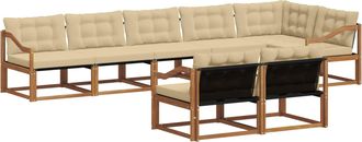 vidaXL Conjunto De Sof&aacute;s De Exterior 8 Uds. Natural Y Beige Vidaxl
