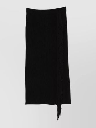 Emporio Armani midi skirt fringe detail ribbed texture