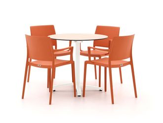 Forza Furniture Forza Sile/Canzo ø 80cm dining tuinset 5-delig stapelbaar inklapbaar