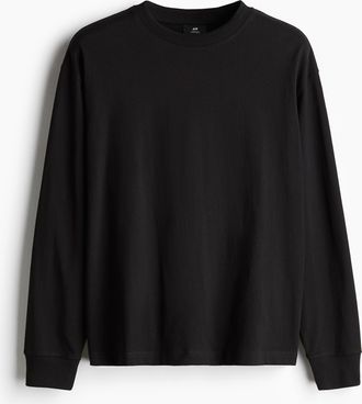 H&M Shirt aus Baumwolljersey in Loose Fit - Schwarz