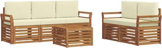 vidaXL Conjunto De Sof&aacute;s De Exterior 6 Uds. Natural Y Crema Vidaxl