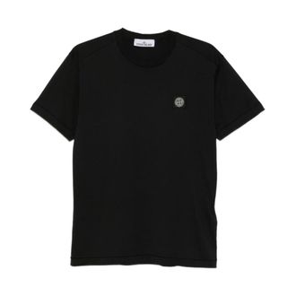 Stone Island Tops, Heren, Zwart, M, Katoen, 2100027 60/2 Katoenen Jersey T-shirt