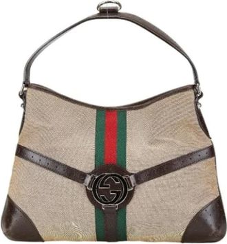 Gucci Pre-owned Shoulder Bags, female, Brown, Size: ONE SIZE Pre-owned Canvas gucci-bags