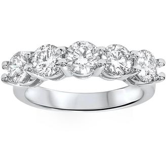 Pompeii3 2 Carat 5-Stone Round Lab Grown Diamond Ring 14K White Gold Size Selectable