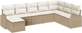 vidaXL Vidaxl - Conjunto de sofá de jardín con cojín 8 pcs Beige Poliratán