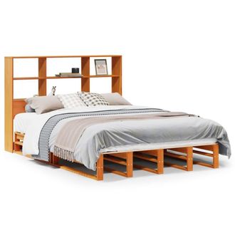 Berkfield Home Bookcase Bed without Mattress Wax Brown 135x190 cm Double Solid Wood