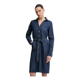 Mos Mosh Malti Denim Jurk - Dames - Shirt Kleedjes - Blauw - S - Denim - Kleedjes