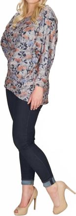 Papillon High Low Floral Sweater In Grey
