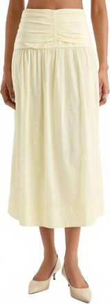 Merlette Ceniza Ruched Midi Skirt In Straw
