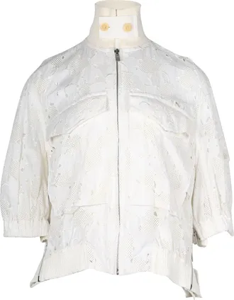 Nike Sacai Bomber Jacket in White Cotton Lace