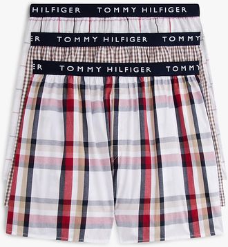 Tommy Hilfiger Mens Printed Woven Boxer 3-Pack - Beige - XL