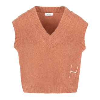 H&eacute;st V-neck Knitwear, female, Brown, Size: 2XL V-neck Knitwear