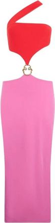 Roberto Cavalli Lange asymmetrische jurk met juweeldetail - Dames - Feestkleedjes - Roze - L - Kleedjes