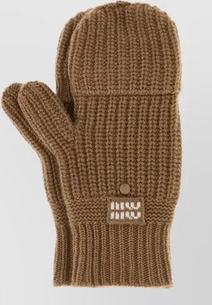Miu Miu cashmere wool ribbed convertible gloves