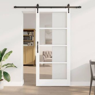 vidaXL Puerta Corredera Vidaxl Con Juego De Hardware Blanco 93x211 Cm Madera Maciza De Pino