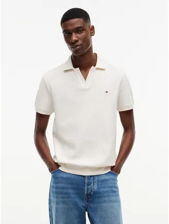 Tommy Hilfiger Mens Regular Fit Open Placket Polo - Ivory Petal - L