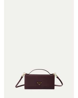 Prada Saffiano Leather Top-Handle Wallet on Strap