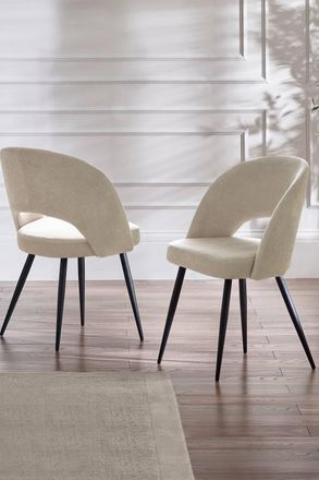 Julian Bowen Ella Curved Back Upholstered Dining Chair (Set of 2) in Beige
