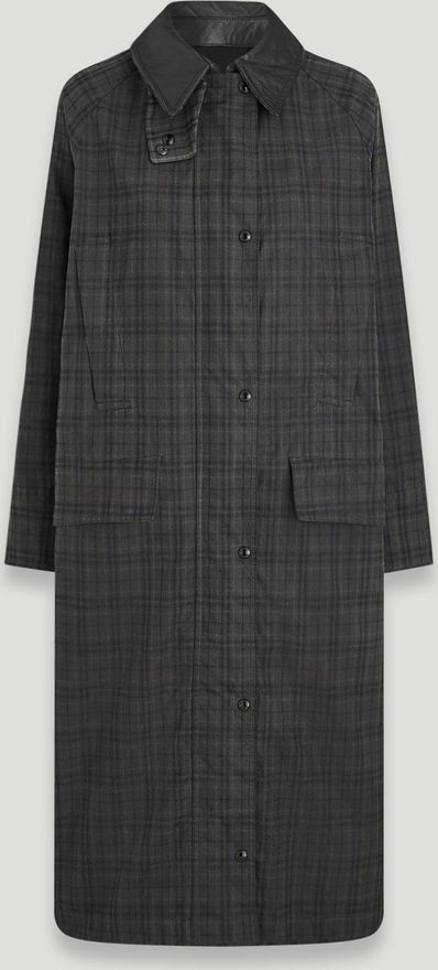 Belstaff Cappotto Aster donna Cotone cerato con motivo scozzese Hollingworth Antracite/nero XS