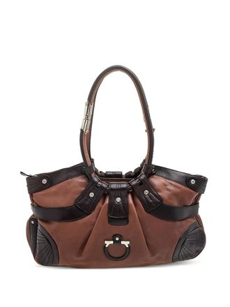 Ferragamo Gancini leather shoulder bag - women - Leather/Fabric - One Size - Brown
