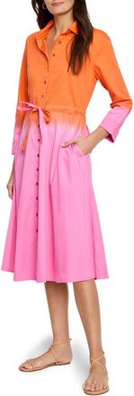 Nic+Zoe Ayla Long Sleeve Ombr&eacute; Shirtdress in Pink Multi at Nordstrom, Size X-Small