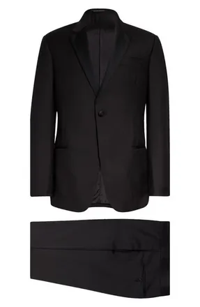 Emporio Armani Trim Fit Black Super 130s Wool Tuxedo at Nordstrom, Size 36 Us