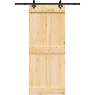 vidaXL Puerta Corredera Con Herrajes Madera Maciza De Pino 85x210 Cm Vidaxl