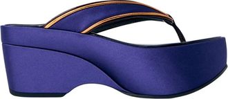Dries Van Noten Satijnen Teenslippers met Plateauzool - Dames - Sleehakken - Paars - 38 EU - Satijn - Schoenen