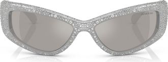 Swarovski 60mm Irregular Sunglasses in Silver Mirror at Nordstrom