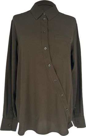 Altuzarra Asymmetric Button-Down Blouse in Brown Acetate